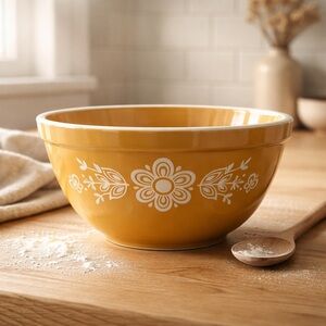 Vintage Pyrex 750 ml Mixing Bowl in Butterfly Gold Pattern